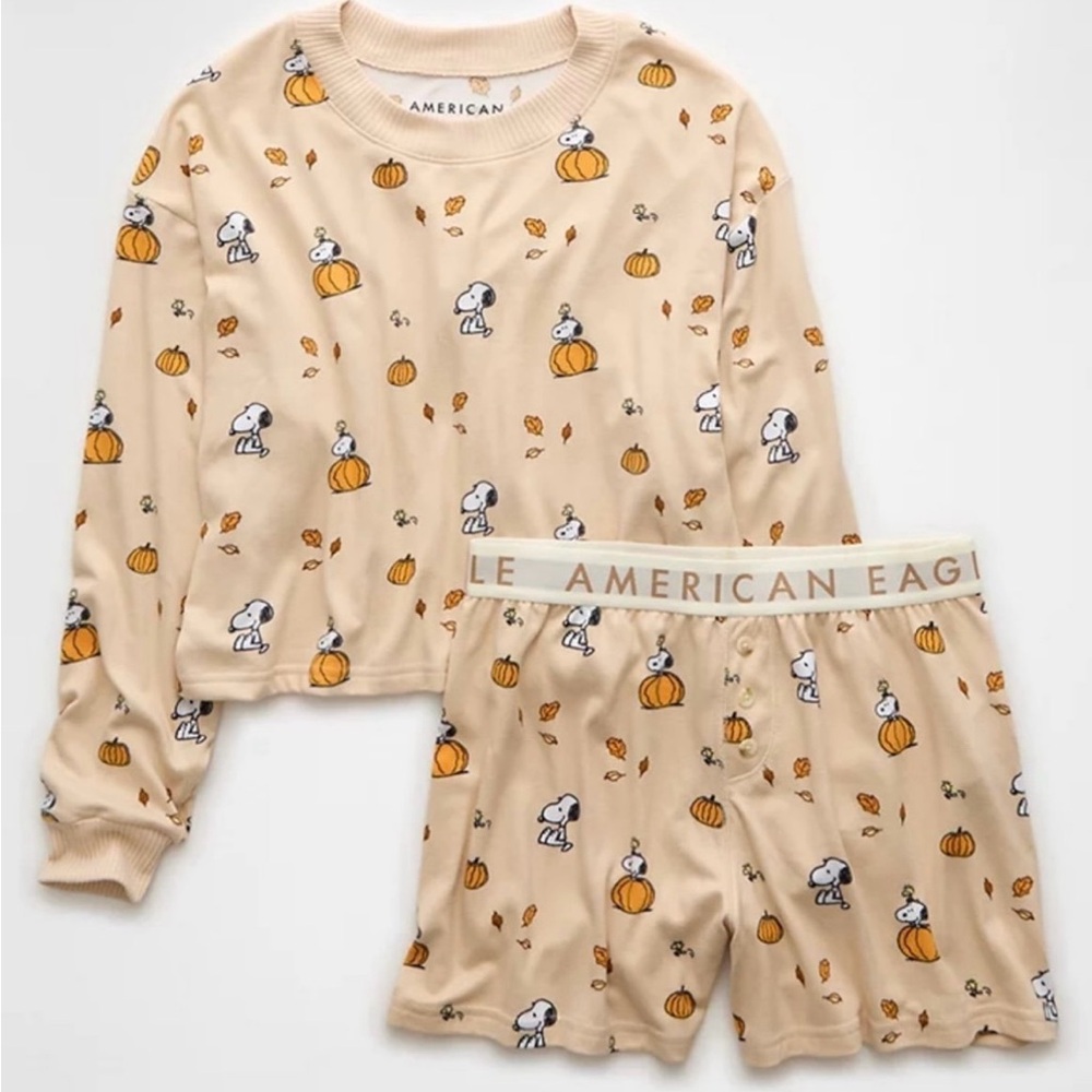 American Eagle Snoopy Fall Pajama Set